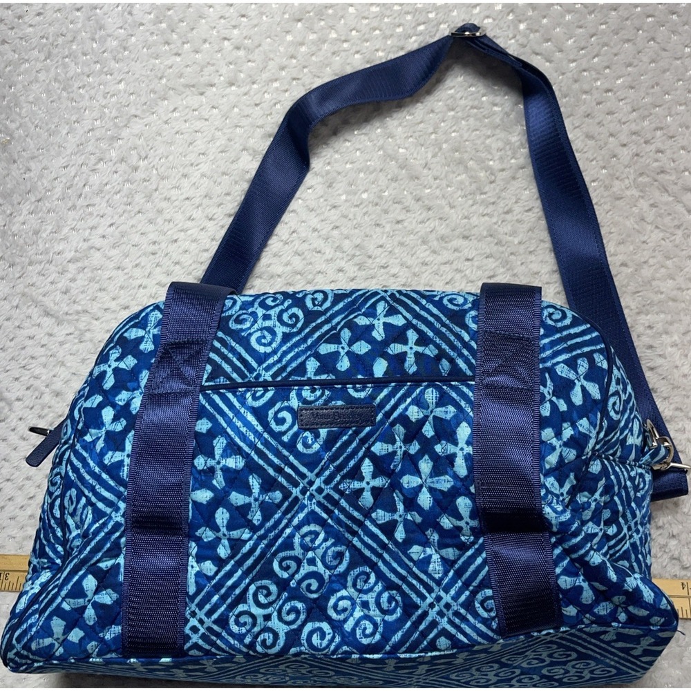 Vera Bradley Compact Sport Gym Travel Yoga Duffle Bag In Cuban Tiles Blue